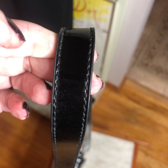 NWT-COLE HAAN STRAW/BLACK PATENT CROSS-BODY BAG - Picture 8 of 16